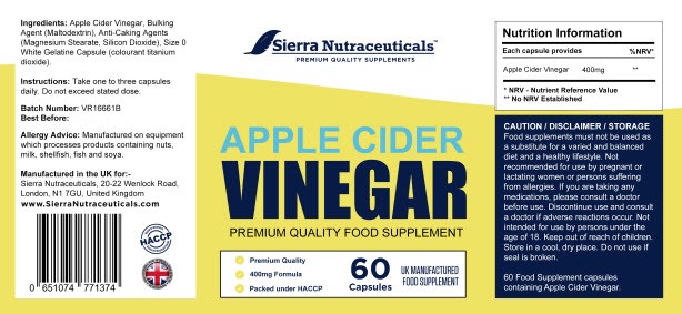 Apple Cider Vinegar Supplement for Weight   Loss, Detox & Digestion Support